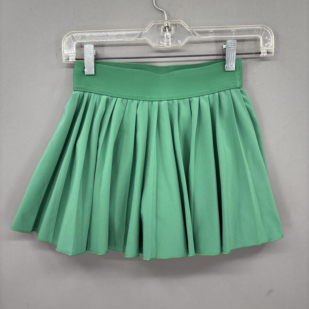 TnAction Skirt Womens 2XS Green Pleated Tennis Skort Lined Shorts Athletic Gym